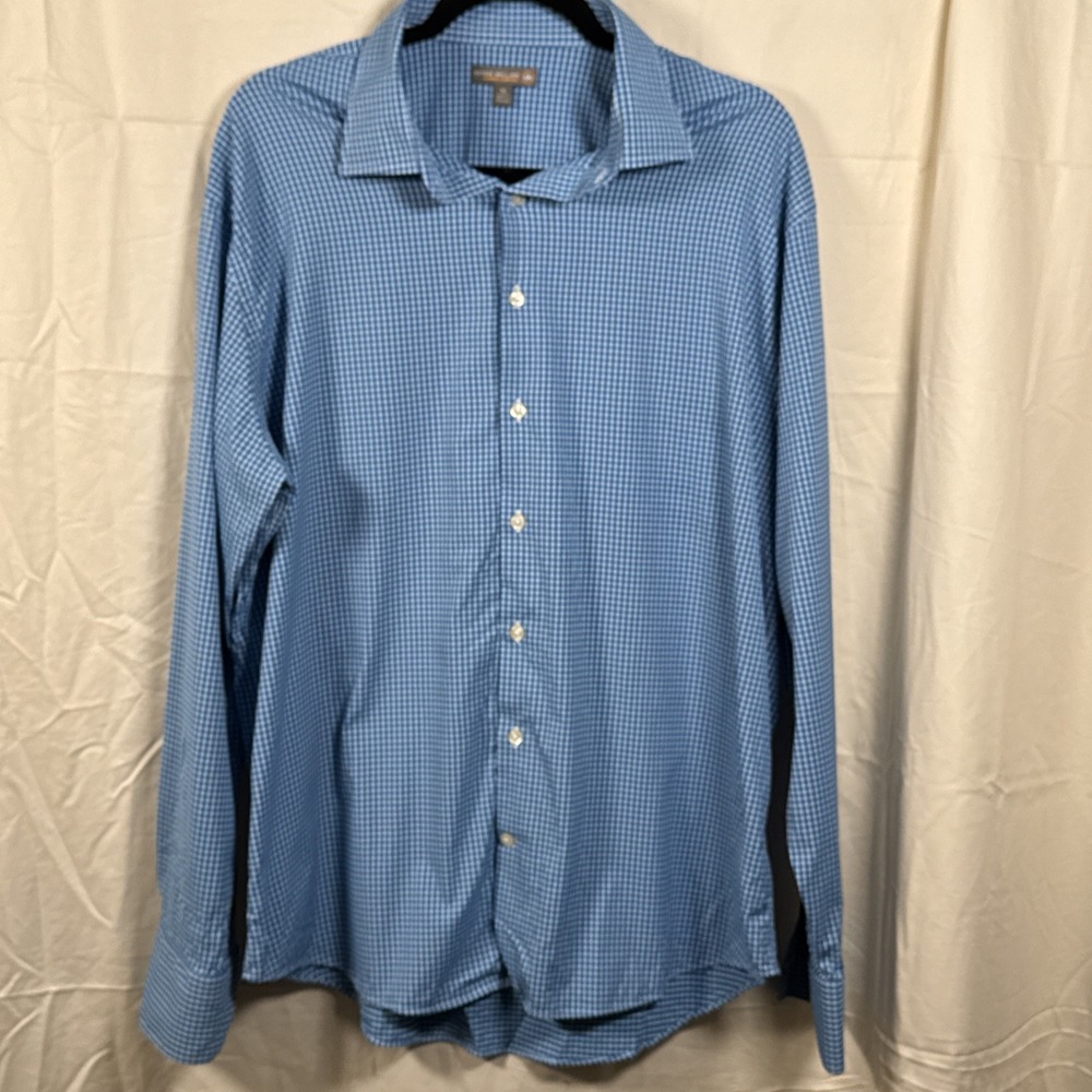 Peter Millar Summer Comfort Golf Long Sleeve Button Down Sawgrass Size‎ XL Blue